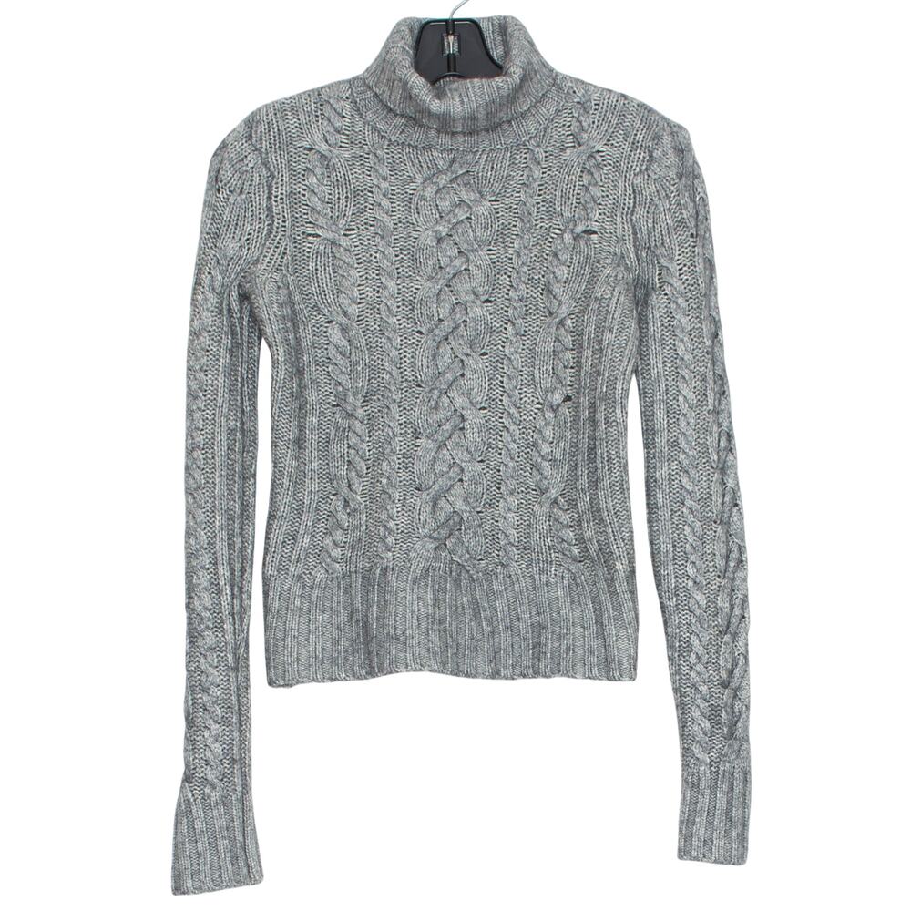 Abercrombie Sweater Wool Angora Cable Knit Turtleneck Y2K Preppy Gray M Flawed‎